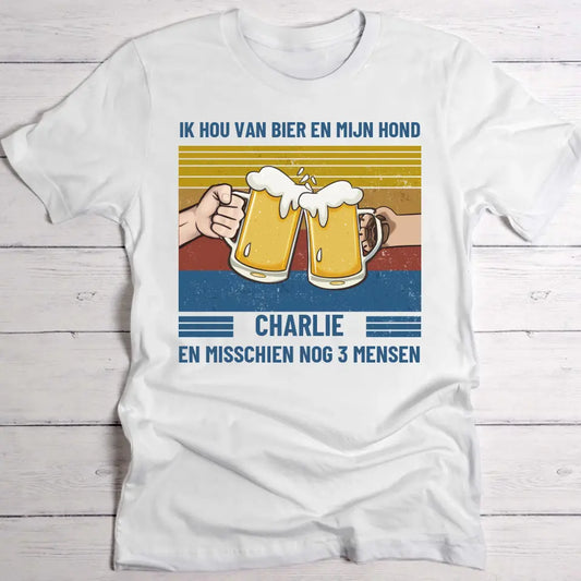 Ik hou van bier en hond - Gepersonaliseerde T-Shirt