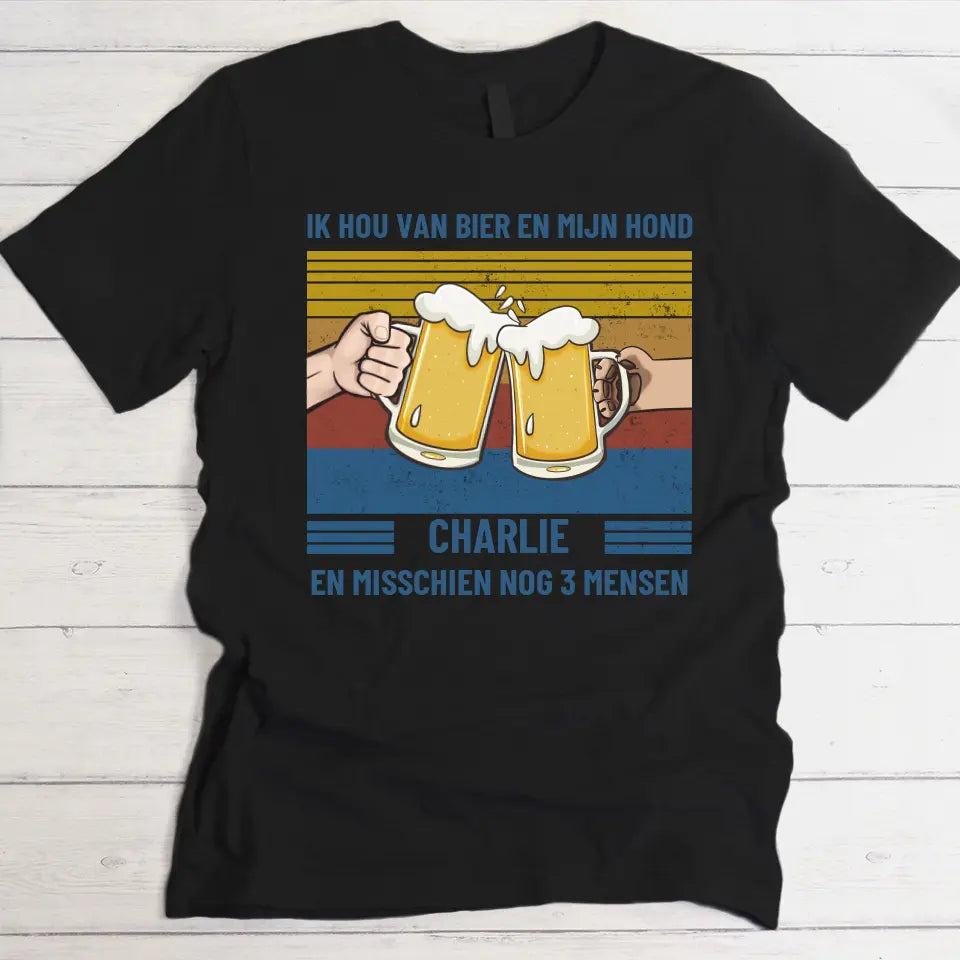 Ik hou van bier en hond - Gepersonaliseerde T-Shirt