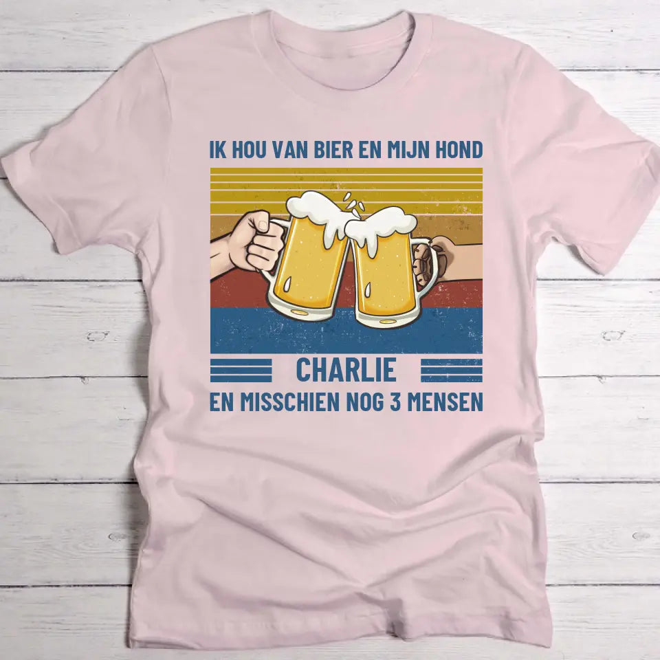 Ik hou van bier en hond - Gepersonaliseerde T-Shirt