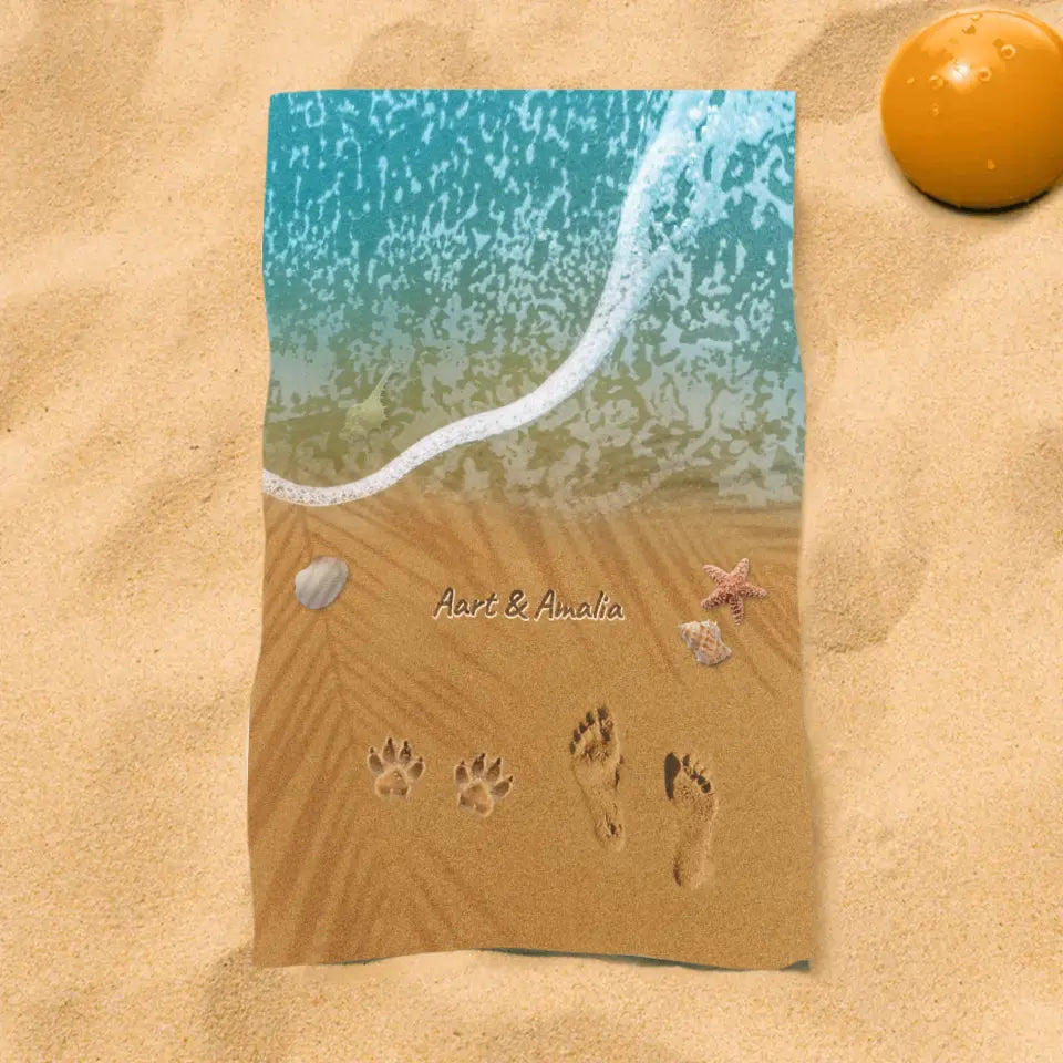 Poten in het zand - Gepersonaliseerde strandlaken