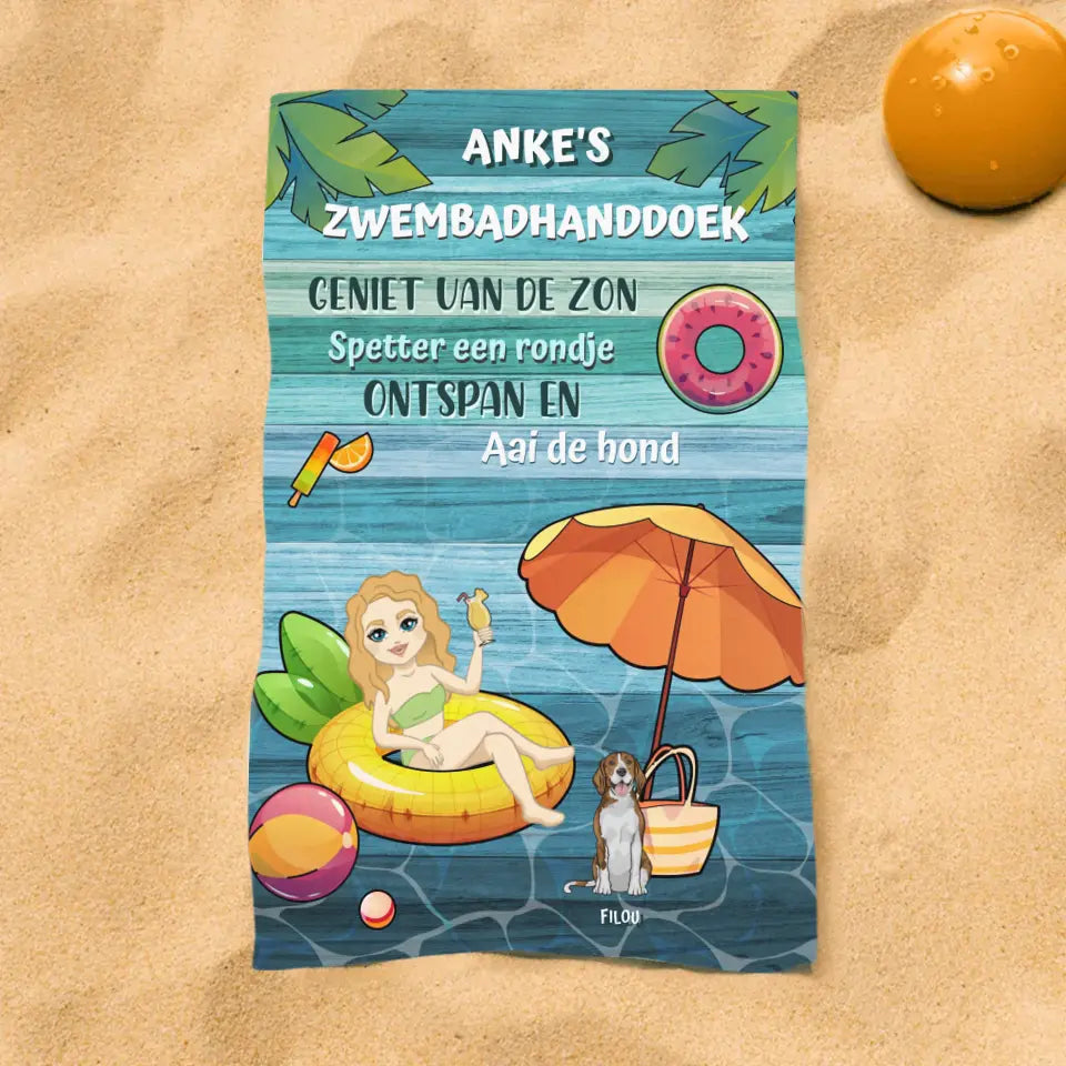 Mijn zwembadhanddoek - Gepersonaliseerd strandlaken