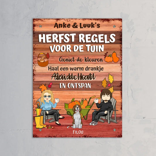 Herfst tuinregels voor koppels - Gepersonaliseerd tuinbordje