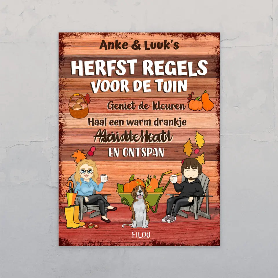 Herfst tuinregels voor koppels - Gepersonaliseerd tuinbordje