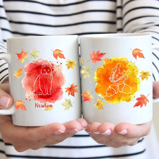 Herfst Lineart Huisdieren - Gepersonaliseerde Mok