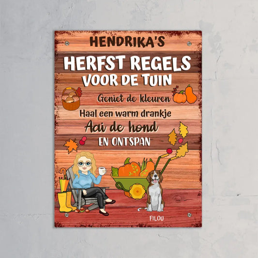 Herfst Tuinregels - Gepersonaliseerd tuinbordje