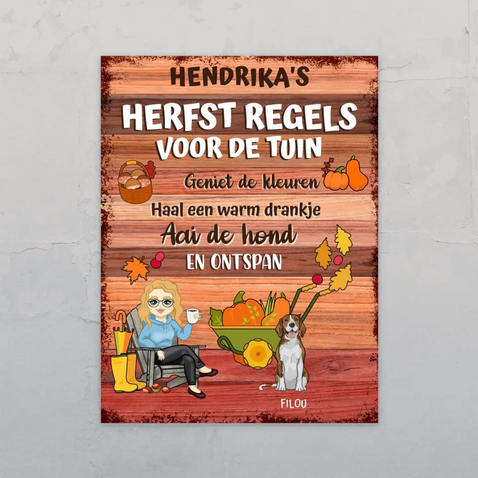 Herfst Tuinregels - Gepersonaliseerd tuinbordje