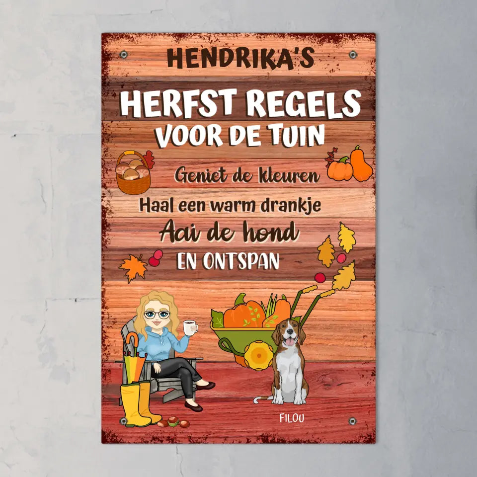 Herfst Tuinregels - Gepersonaliseerd tuinbordje