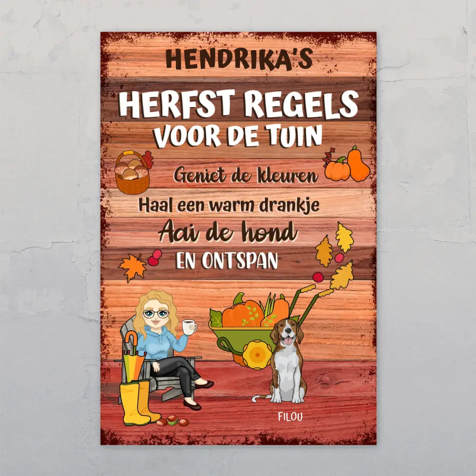 Herfst Tuinregels - Gepersonaliseerd tuinbordje