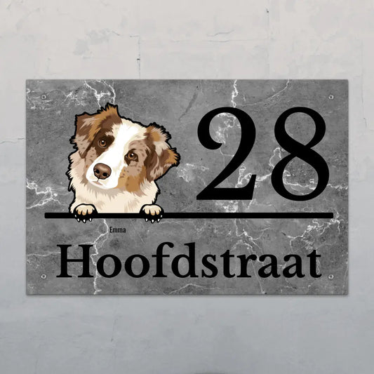 Huisnummer met marmerlook - Gepersonaliseerd deurbordje
