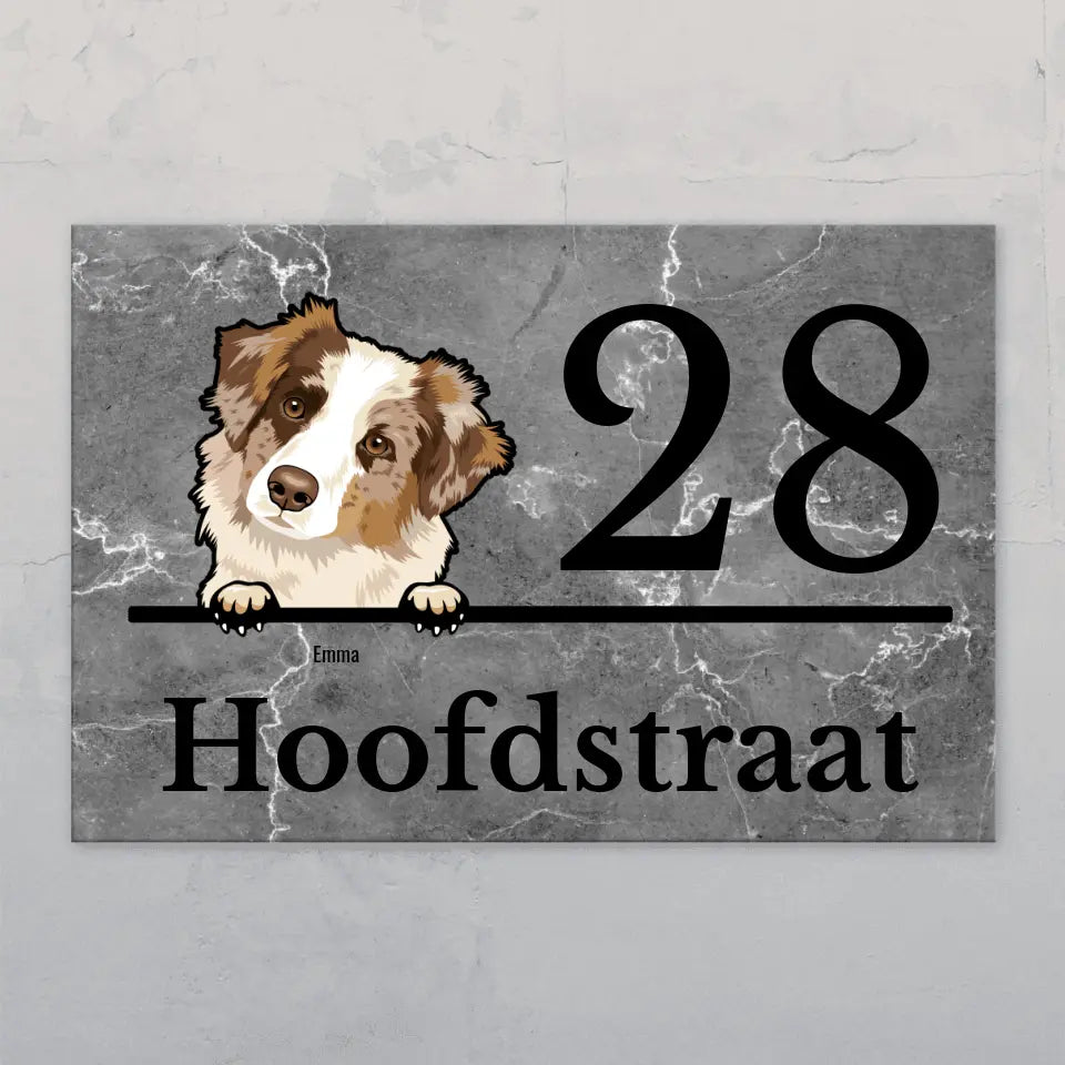 Huisnummer met marmerlook - Gepersonaliseerd deurbordje