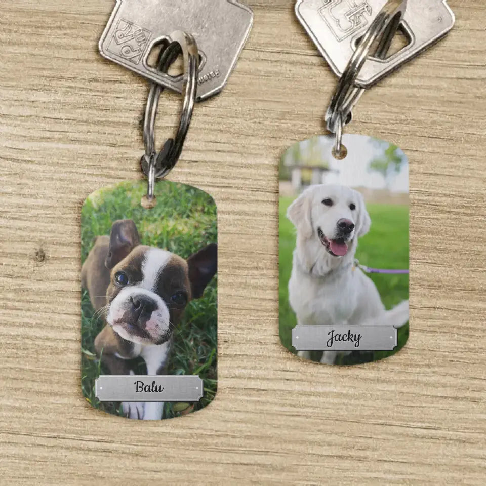 Dubbele foto - Gepersonaliseerde Dog Tag sleutelhanger