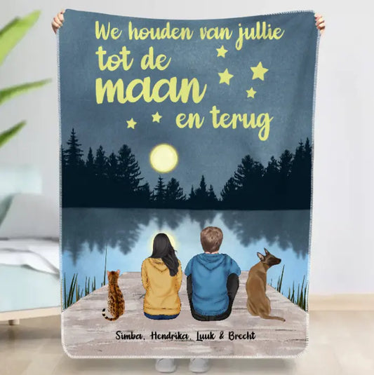 Naar de maan en terug (paar) - Gepersonaliseerde deken