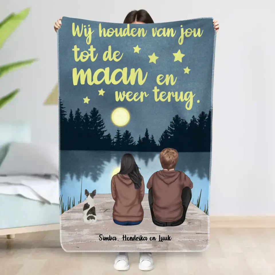 Naar de maan en terug (paar) - Gepersonaliseerde deken