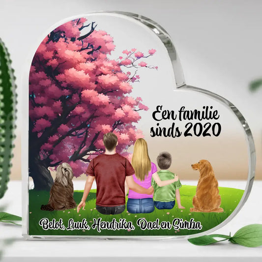 Een familie sinds...-  Gepersonaliseerd glazen hart