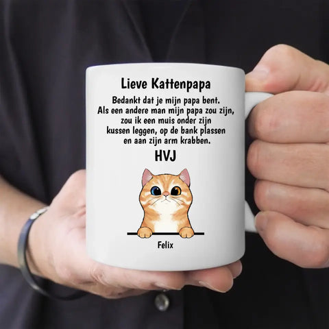 Lieve Kattenpapa / Lieve Kattenmama (Curious Cats) - Gepersonaliseerde mok - Featured Image