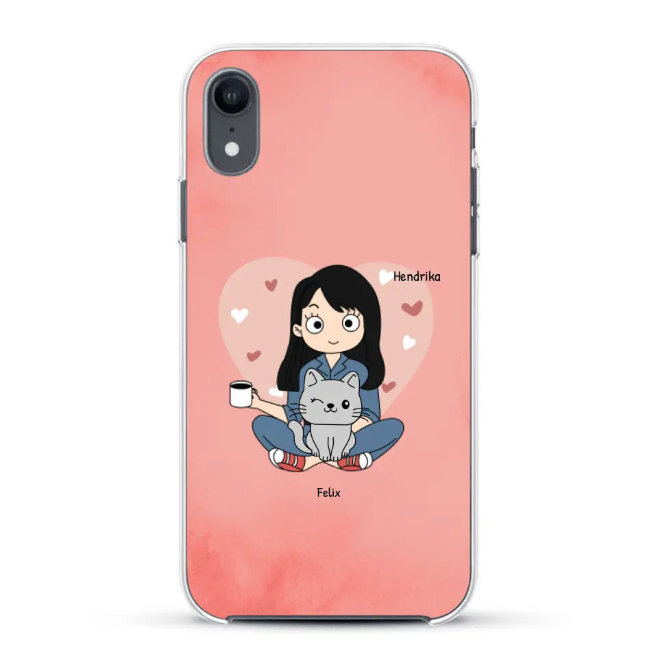 Cartoon katten mama - Gepersonaliseerd telefoonhoesje