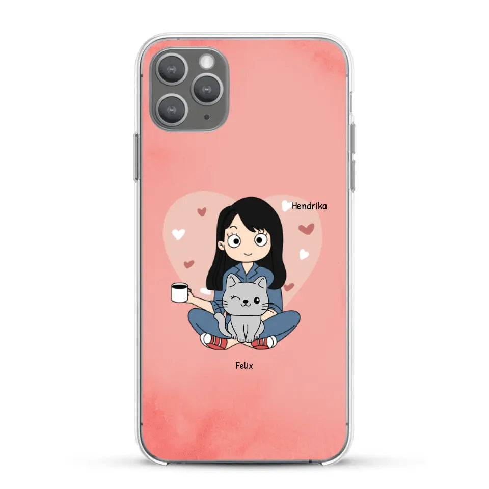 Cartoon katten mama - Gepersonaliseerd telefoonhoesje