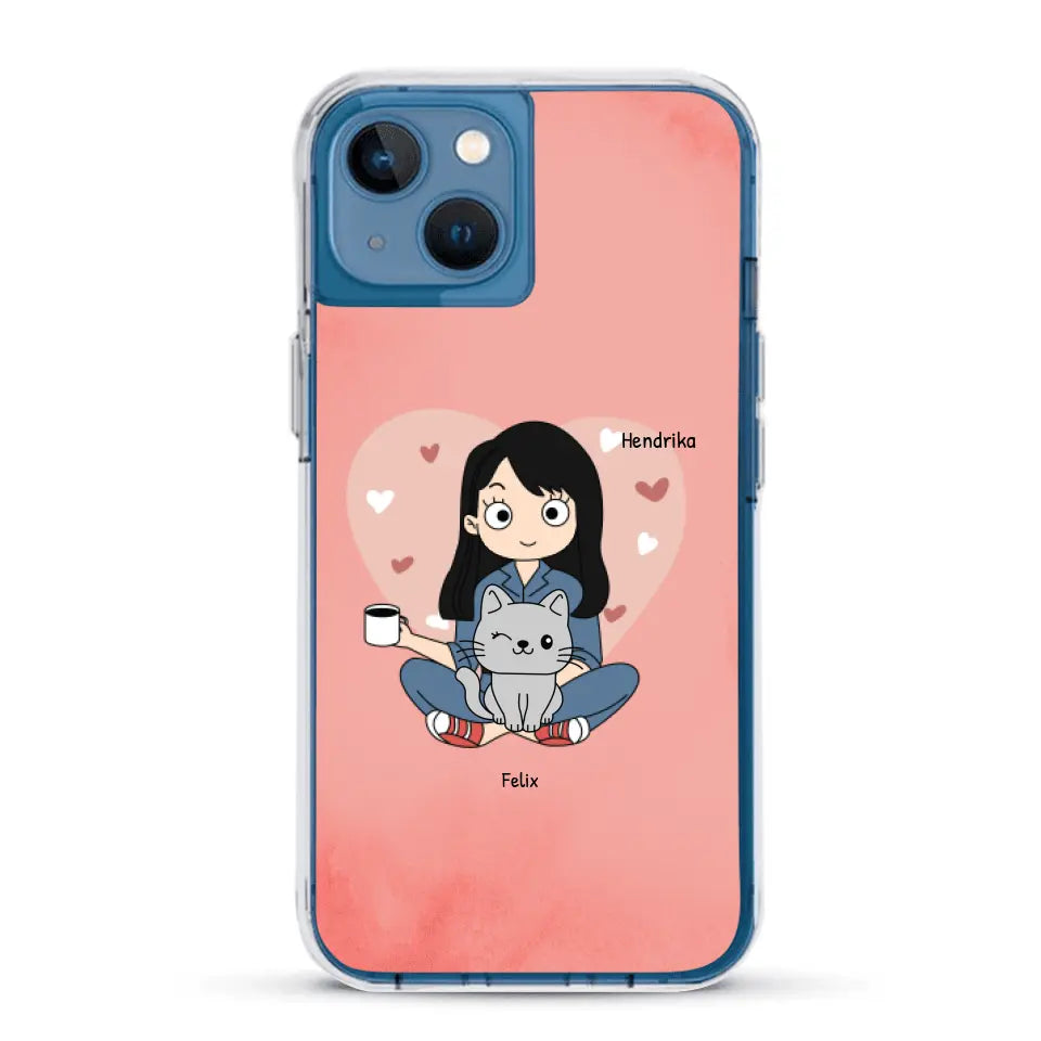 Cartoon katten mama - Gepersonaliseerd telefoonhoesje