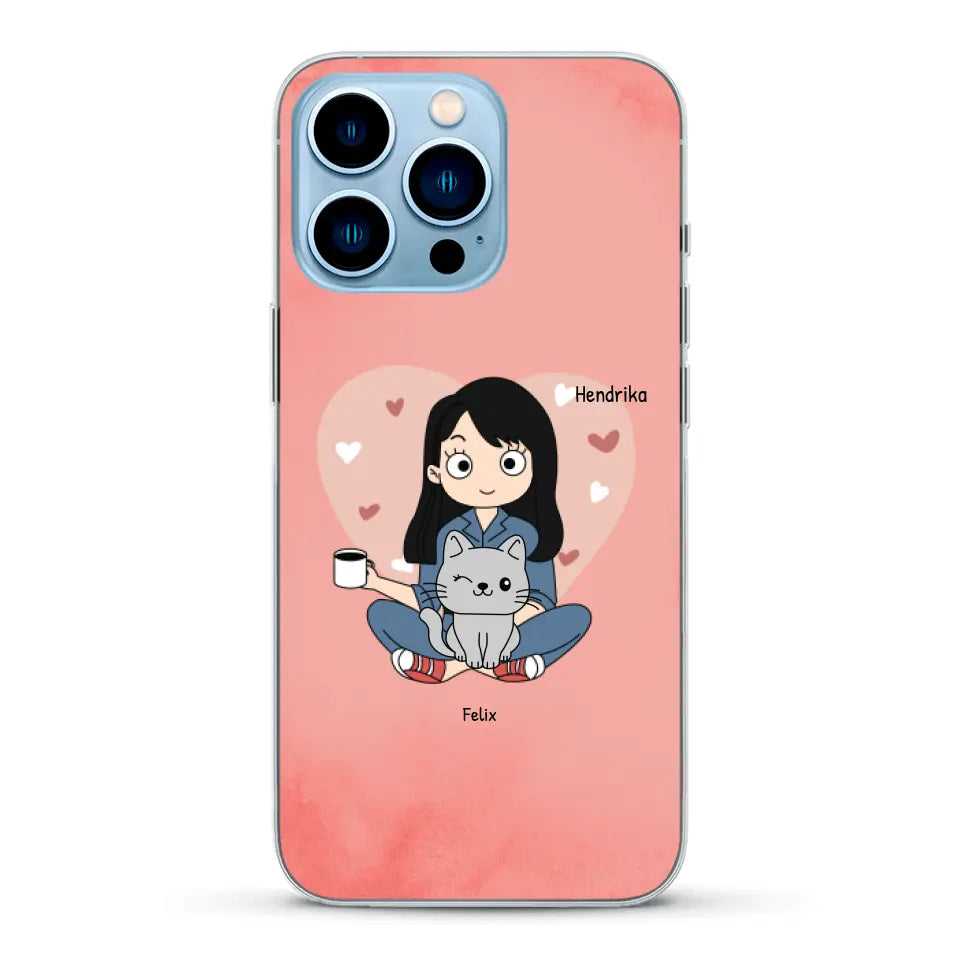 Cartoon katten mama - Gepersonaliseerd telefoonhoesje