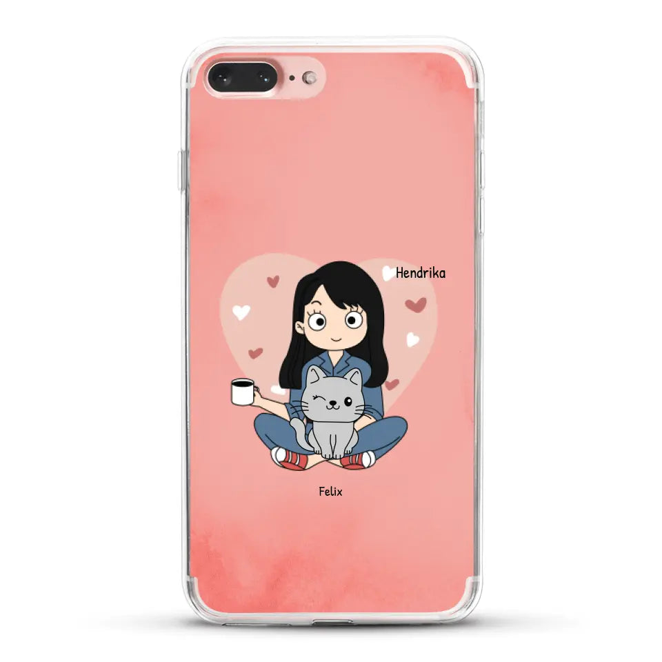 Cartoon katten mama - Gepersonaliseerd telefoonhoesje