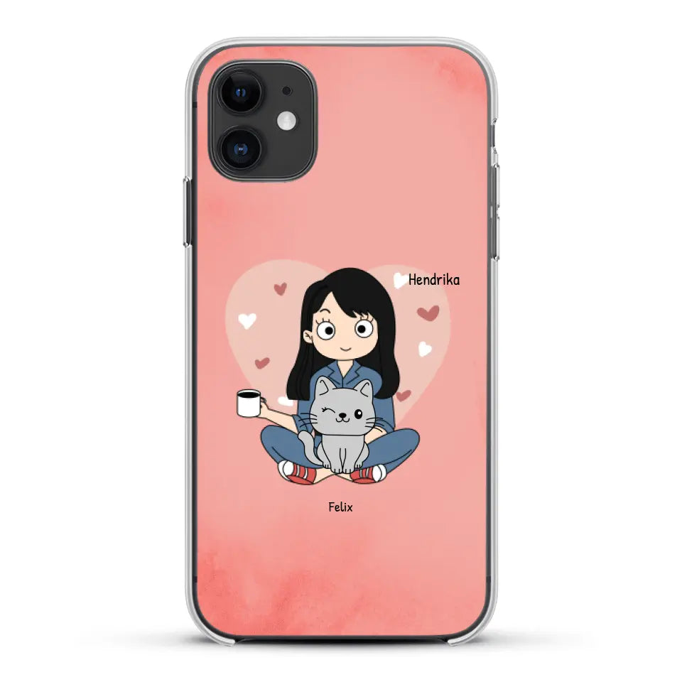 Cartoon katten mama - Gepersonaliseerd telefoonhoesje