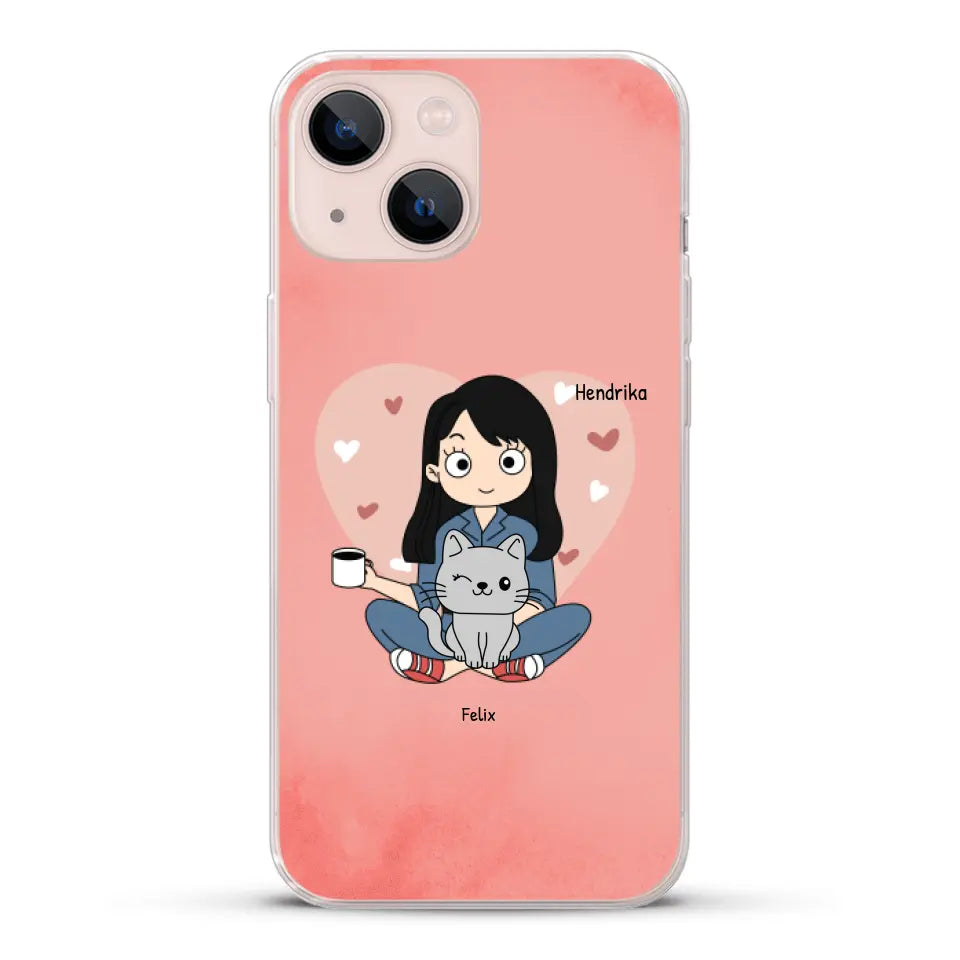 Cartoon katten mama - Gepersonaliseerd telefoonhoesje