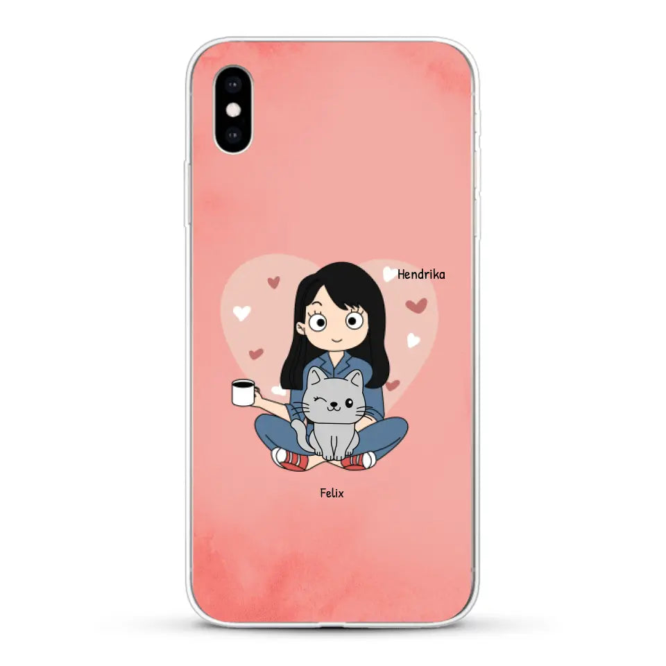 Cartoon katten mama - Gepersonaliseerd telefoonhoesje