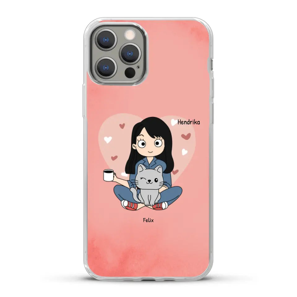 Cartoon katten mama - Gepersonaliseerd telefoonhoesje