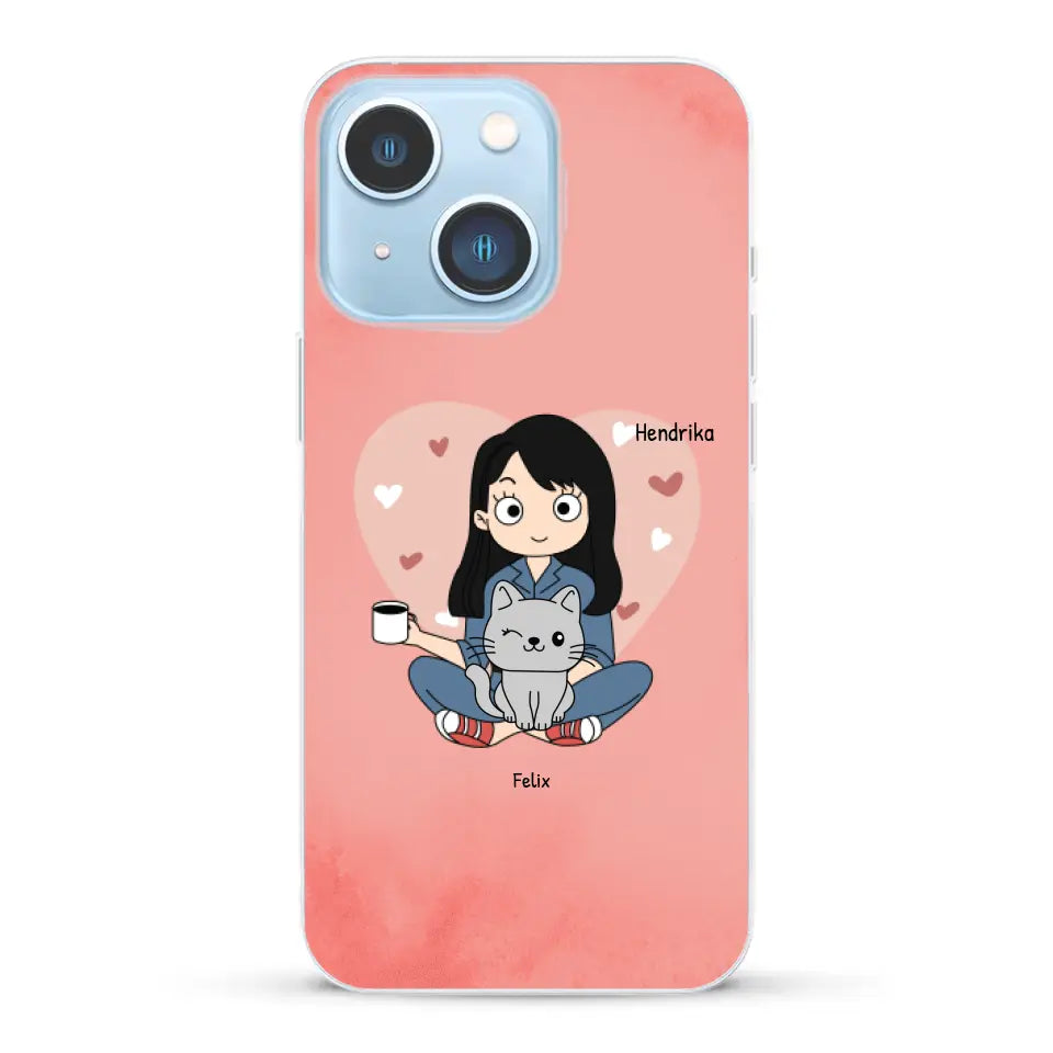 Cartoon katten mama - Gepersonaliseerd telefoonhoesje