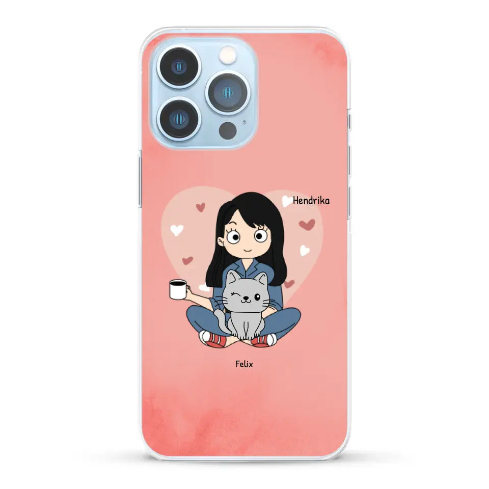 Cartoon katten mama - Gepersonaliseerd telefoonhoesje