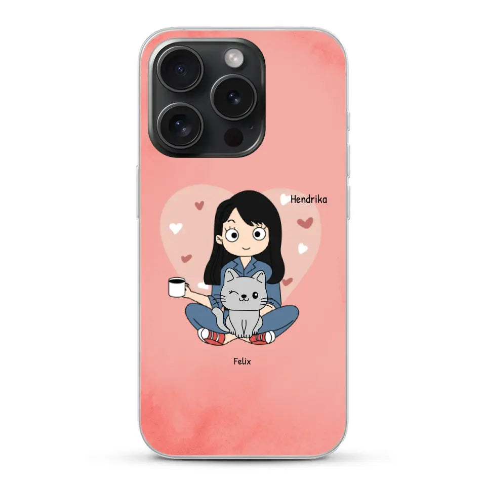 Cartoon katten mama - Gepersonaliseerd telefoonhoesje