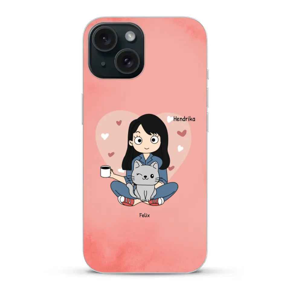 Cartoon katten mama - Gepersonaliseerd telefoonhoesje