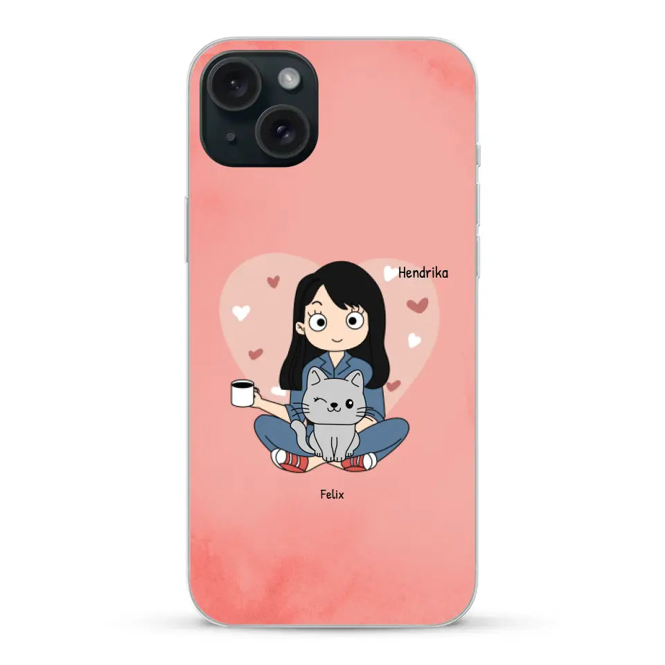 Cartoon katten mama - Gepersonaliseerd telefoonhoesje