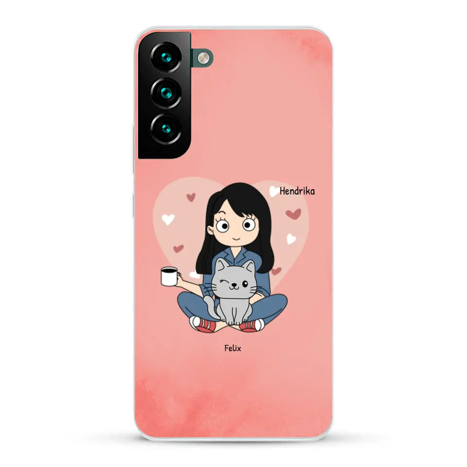 Cartoon katten mama - Gepersonaliseerd telefoonhoesje