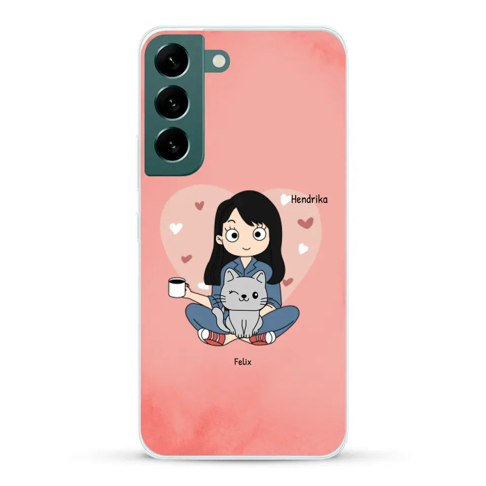 Cartoon katten mama - Gepersonaliseerd telefoonhoesje