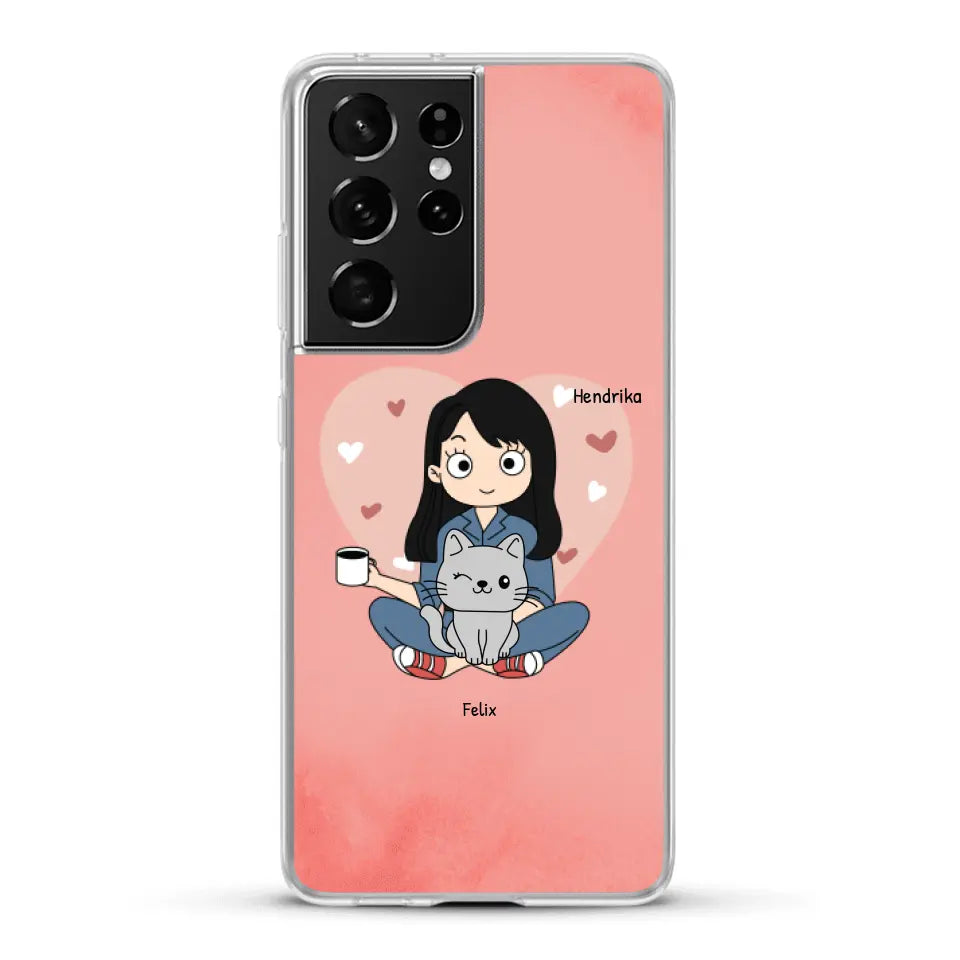 Cartoon katten mama - Gepersonaliseerd telefoonhoesje