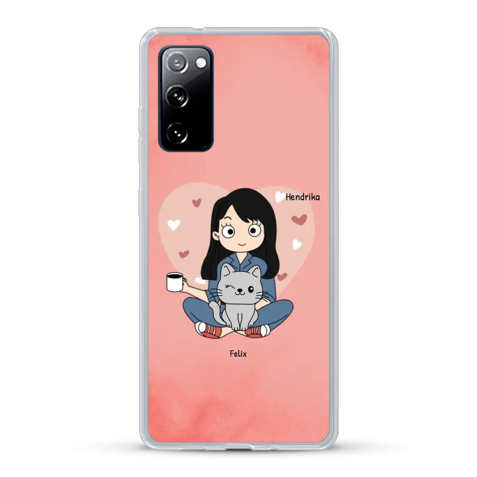 Cartoon katten mama - Gepersonaliseerd telefoonhoesje