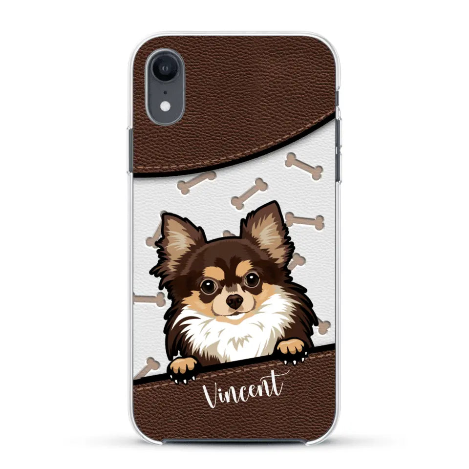 Hond lederen look - Gepersonaliseerd telefoonhoesje