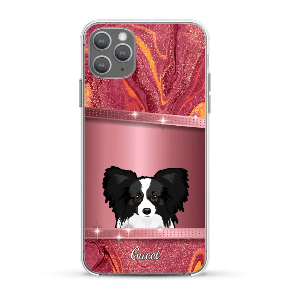 Spionerende Honden glitter - Gepersonaliseerd telefoonhoesje