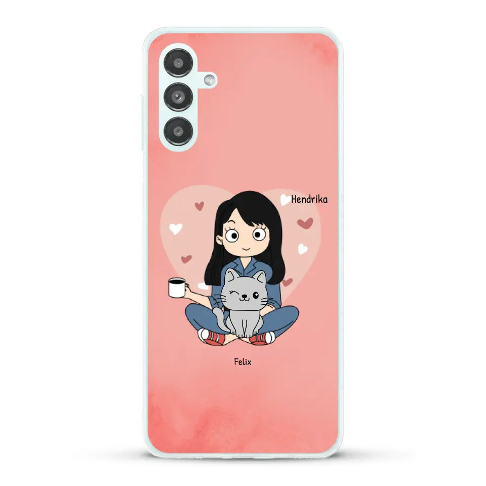 Cartoon katten mama - Gepersonaliseerd telefoonhoesje