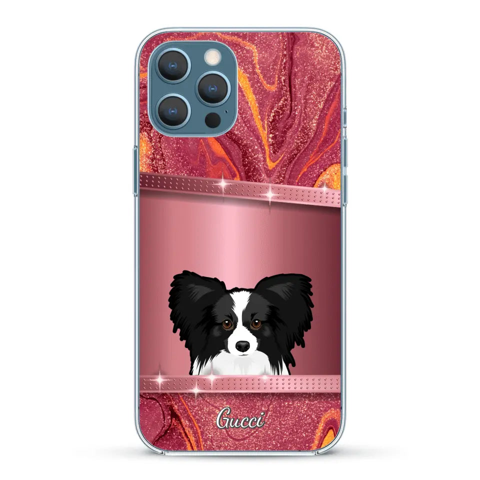 Spionerende Honden glitter - Gepersonaliseerd telefoonhoesje