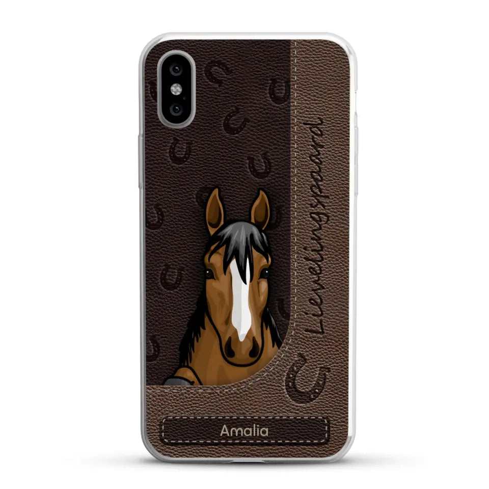 Spionerende paarden Leather Look - Gepersonaliseerd telefoonhoesje