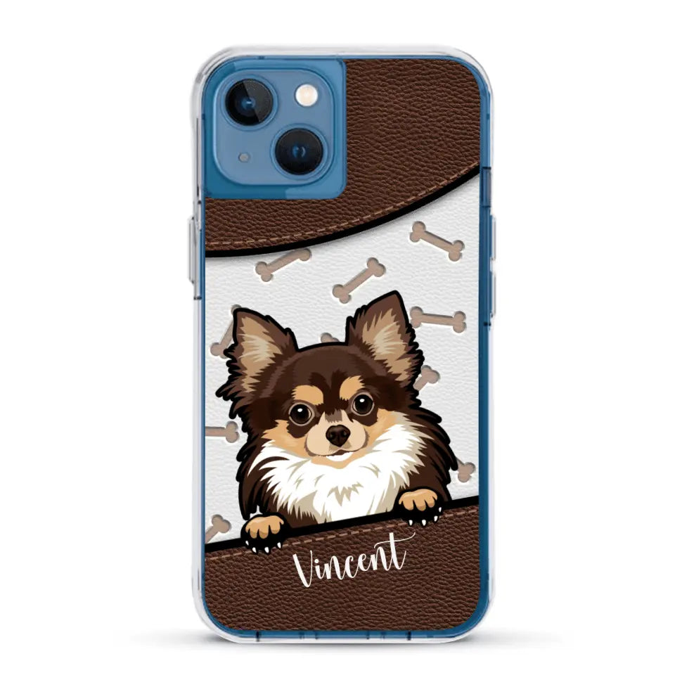 Hond lederen look - Gepersonaliseerd telefoonhoesje