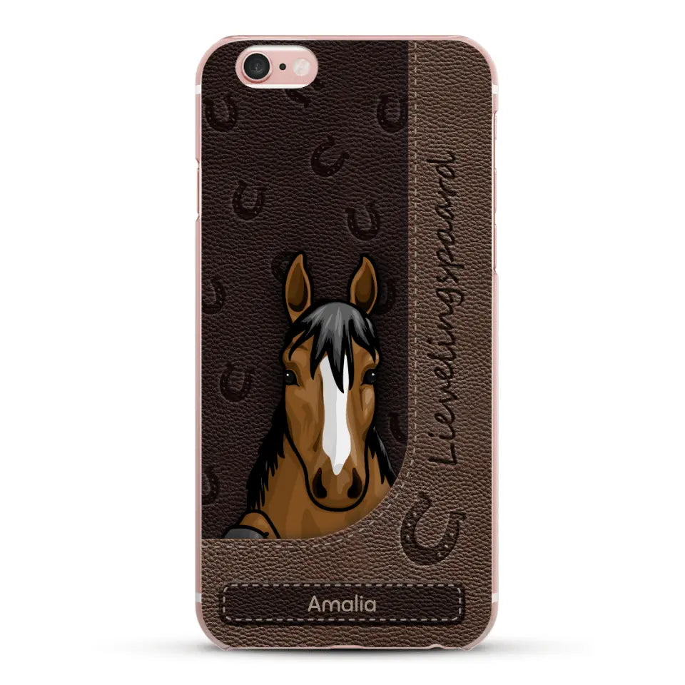 Spionerende paarden Leather Look - Gepersonaliseerd telefoonhoesje