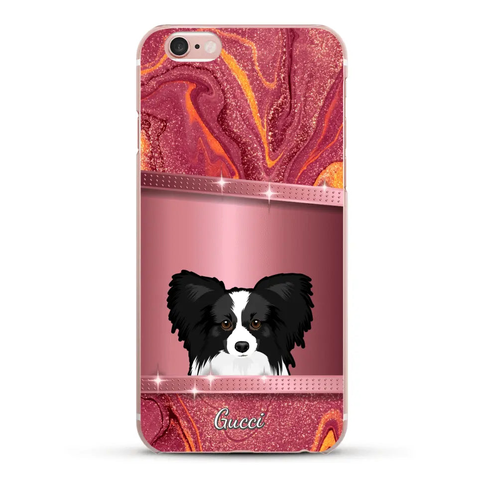 Spionerende Honden glitter - Gepersonaliseerd telefoonhoesje