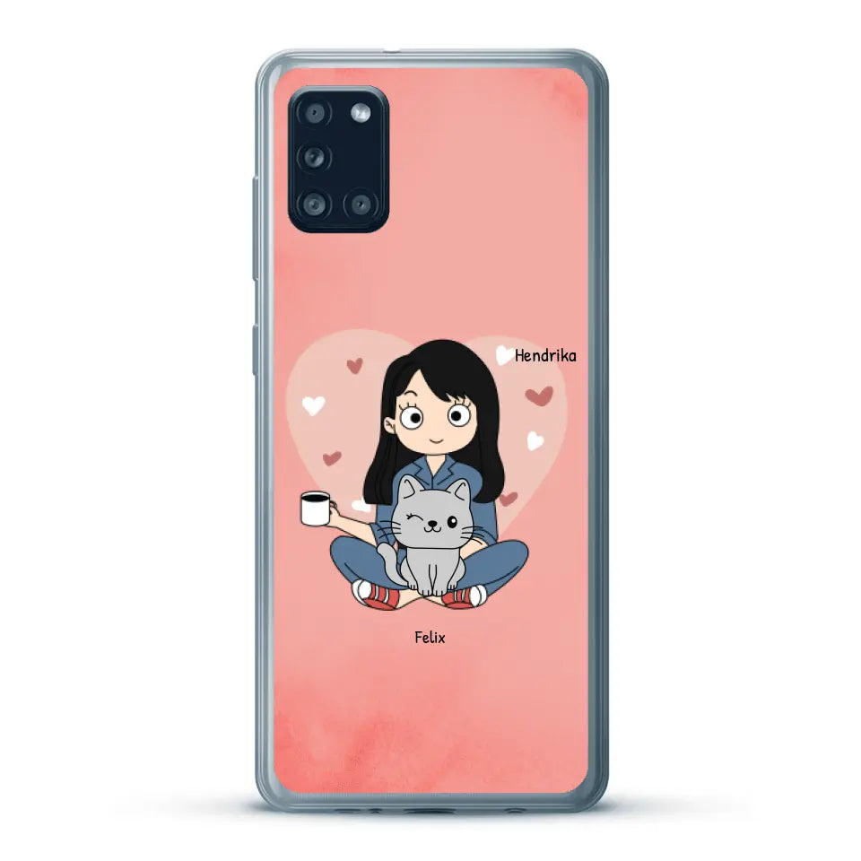 Cartoon katten mama - Gepersonaliseerd telefoonhoesje