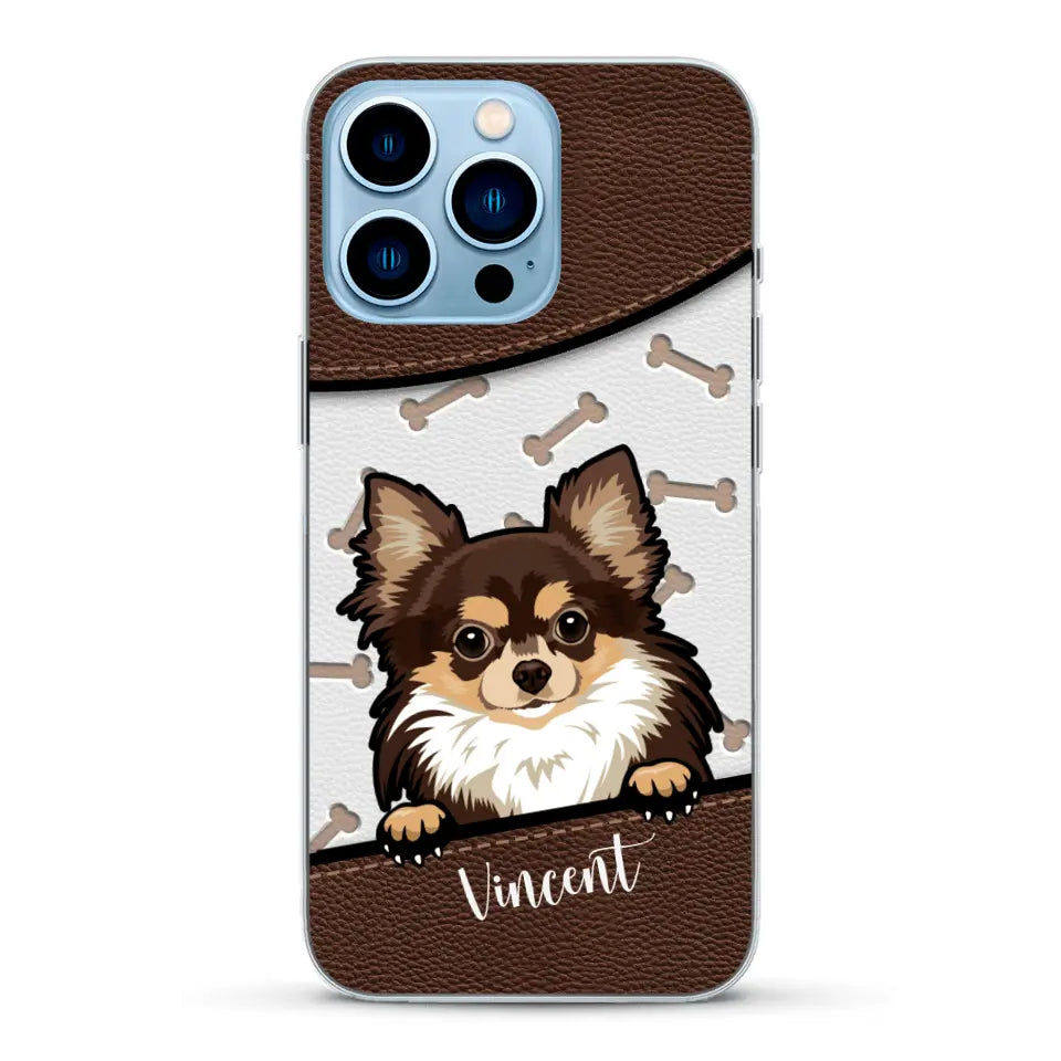 Hond lederen look - Gepersonaliseerd telefoonhoesje