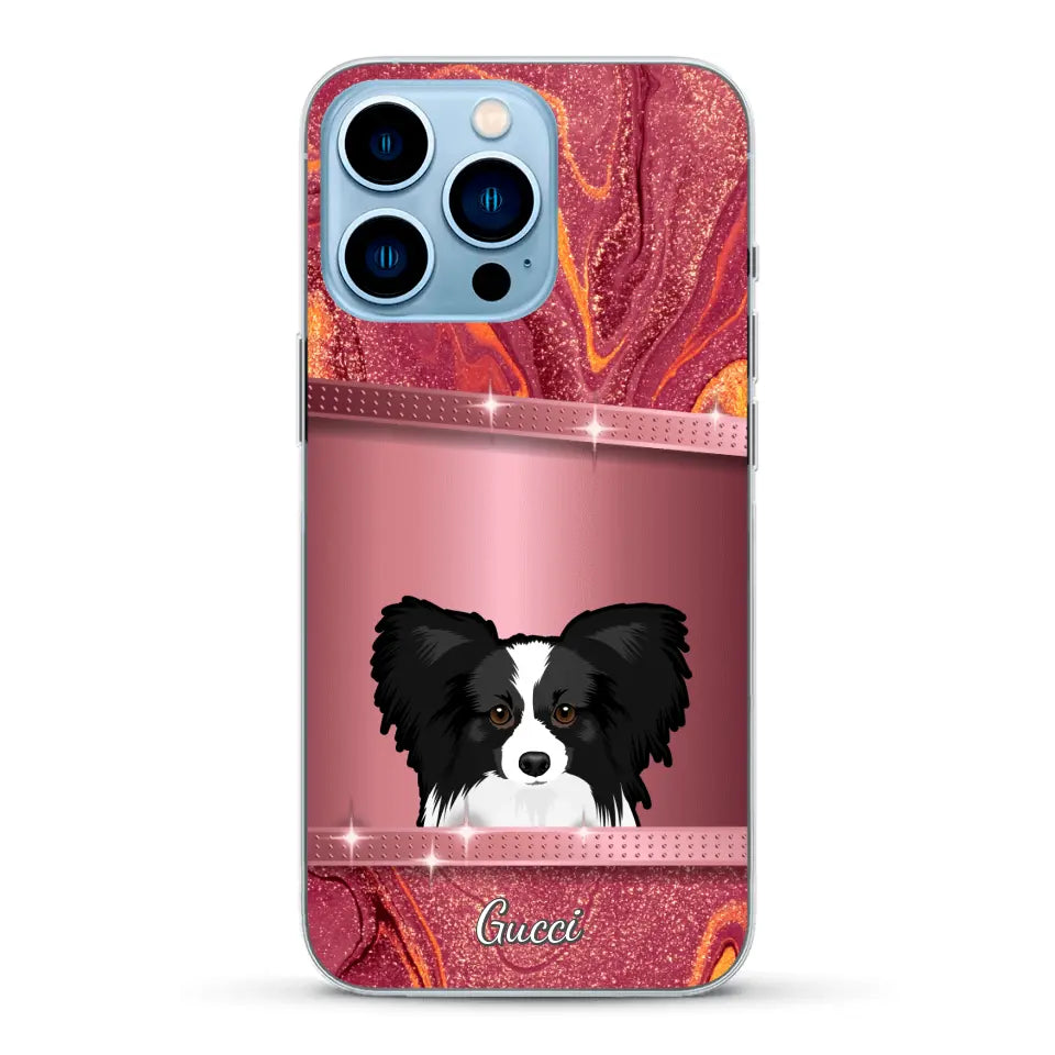 Spionerende Honden glitter - Gepersonaliseerd telefoonhoesje