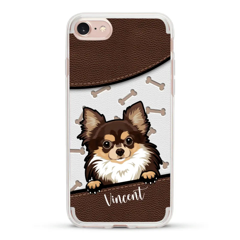 Hond lederen look - Gepersonaliseerd telefoonhoesje