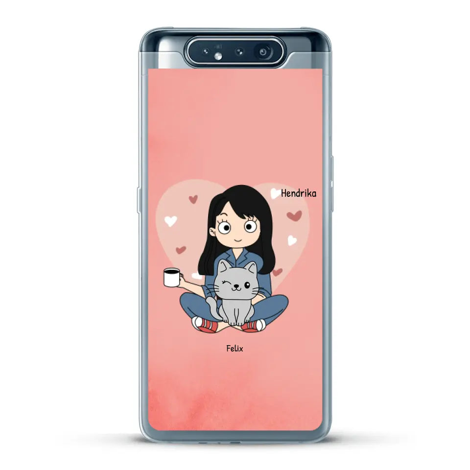 Cartoon katten mama - Gepersonaliseerd telefoonhoesje